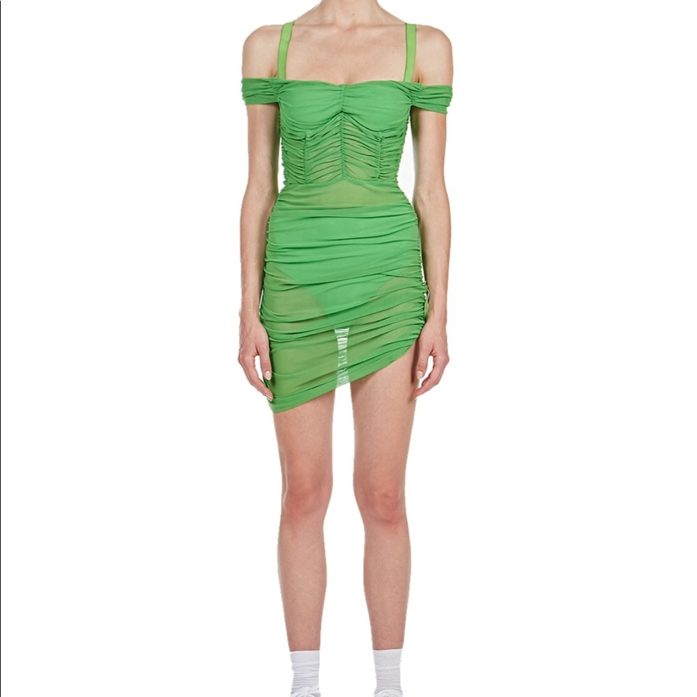 Danielle Guizio Lynx dress in true green